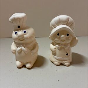 Vintage Pillsbury Doughboy Doughgirl Salt Pepper Shakers Ceramic 1988 Kitchen